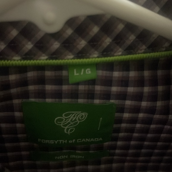 Forsyth of Canada Purple Plaid long sleeve dress shirt size L Non Iron - Picture 6 of 6